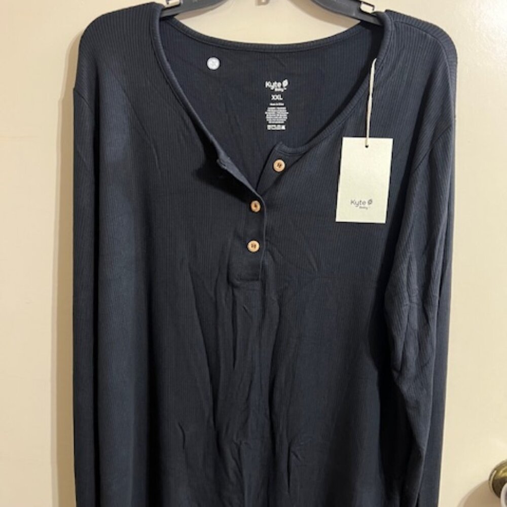 NWT Kyte Baby Women's Ribbed Henley Top in Midnight XXL